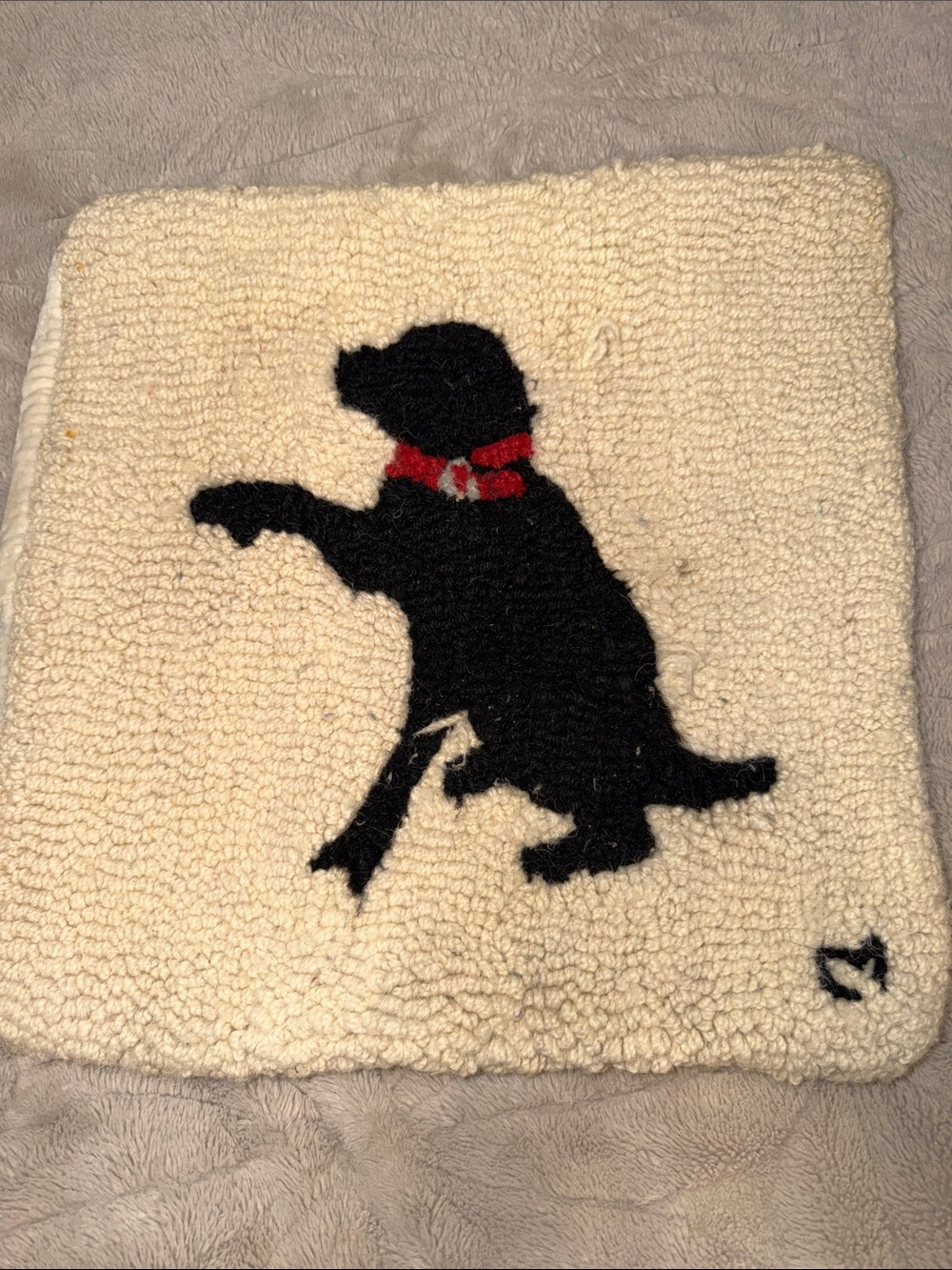 Duke Black Lab 18”x 18 Hand-Hooked Wool Decorative Pillow Chandler 4 Corners GUC
